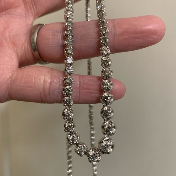 18k white gold 14ct diamond tennis necklace - Picture 10 of 11